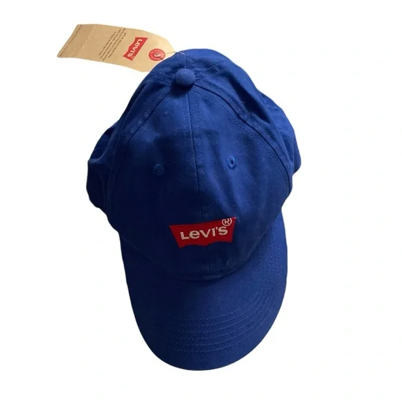 Authentic Levis Blue Red Youth Ball Cap Hat Hook & Loop Adjustable Baseball - Picture 2 of 6